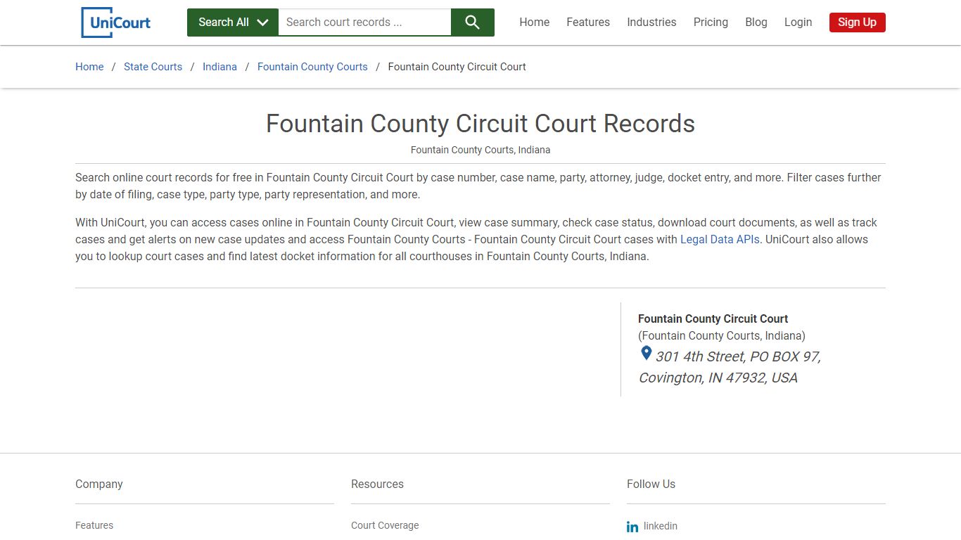 Fountain County Circuit Court Records | Fountain | UniCourt