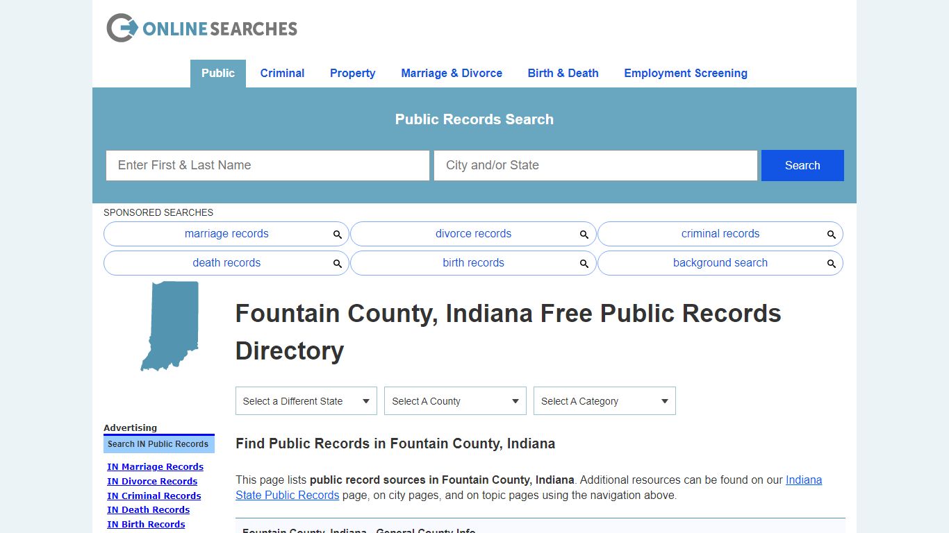 Fountain County, Indiana Public Records Directory